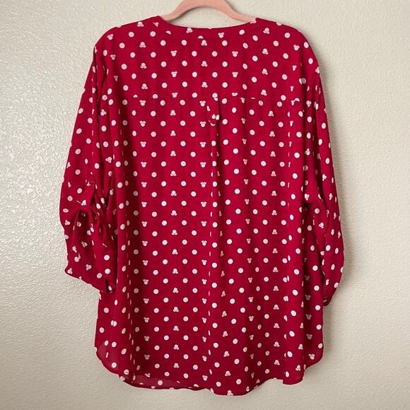 Torrid Disney Top Womens 3X Red White Minnie Mouse Harper Georgette Dot Blouse - Picture 9 of 12